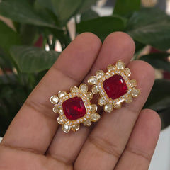 Mehal moissanite polki studs