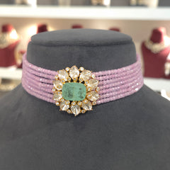 Mahreen moissanite polki choker set .