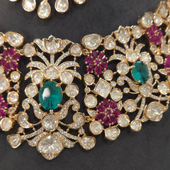 Sairah silver foil polki set