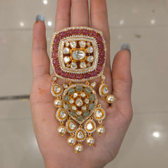 Nargis moissanite polki brooch