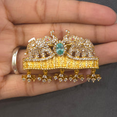 Elephant moissanite polki brooch