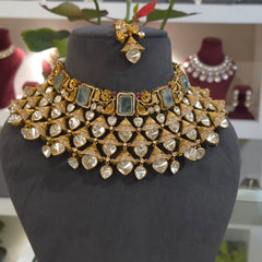 Helan moissanite polki choker set