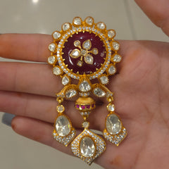 Anshu Moissanite polki brooch
