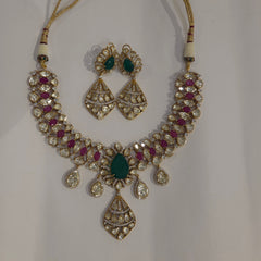 Myra moissanite polki necklace set