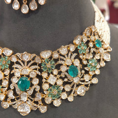 Sairah silver foil polki set