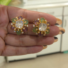 Dilshaan moissanite polki and doublets studs