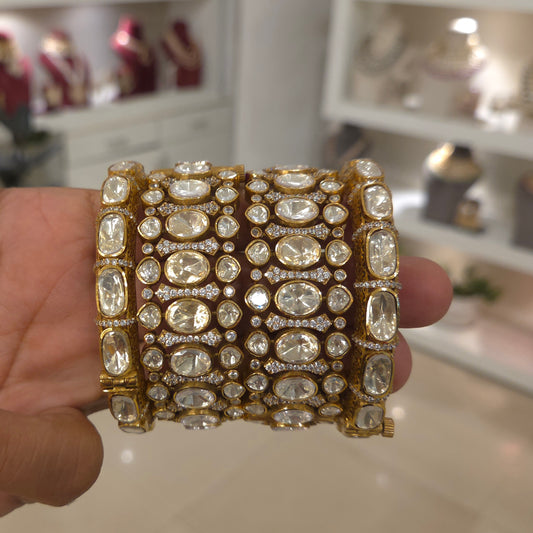 Meghna moissanite polki bangle set