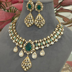 Myra moissanite polki necklace set