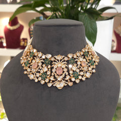Sairah silver foil polki set