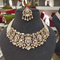 Sairah silver foil polki set