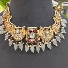 Nazneen fusion kundan polki necklace set
