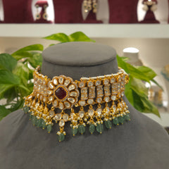 Heena moissanite polki choker set