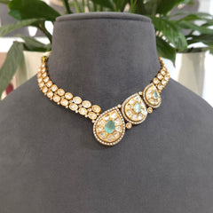 Rose polki necklace set