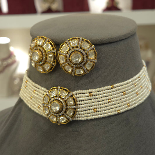 Veena moissanite polki choker