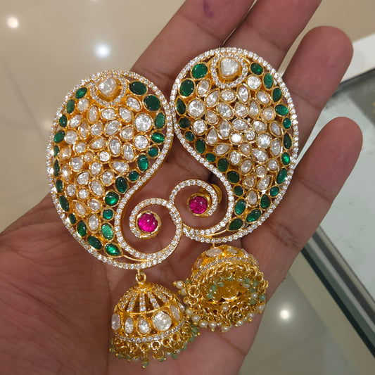Neesarg moissanite polki Earrcuffs