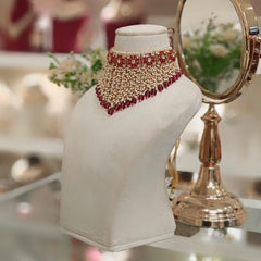 Noor Polki Choker Set (Marron, Wine)