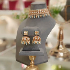 Chavvi Polki Choker Set (Sea Green)