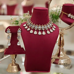 Mallika Grey Polki Necklace Set