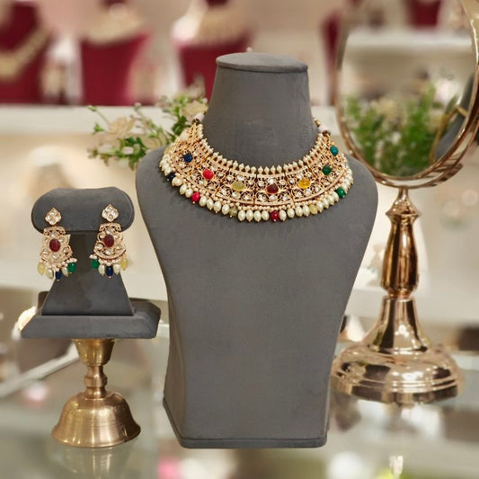 Vedita Navraatna Polki Choker Set