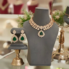 Sabaa Green Polki Neckline Set