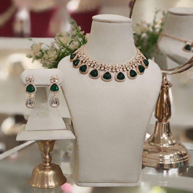 Bhavin Green Polki Set