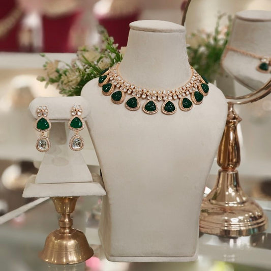 Bhavin Green Polki Set