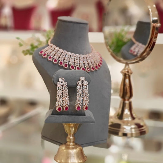 Hezal Ruby Necklace set (Rose)