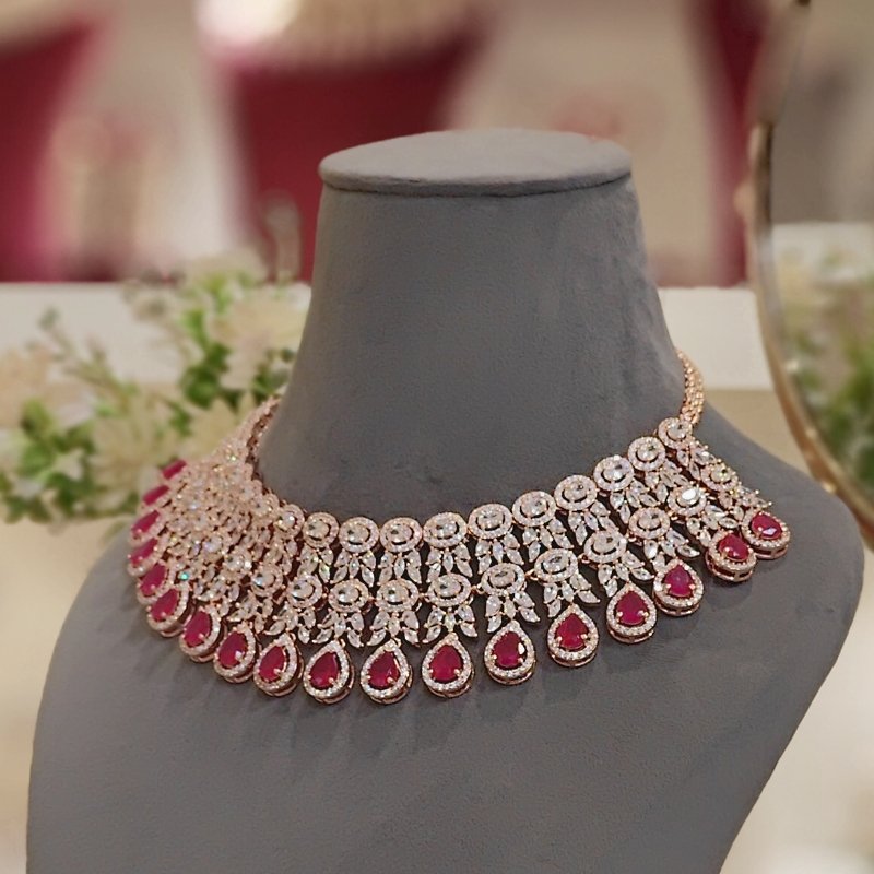 Hezal Ruby Necklace set (Rose)