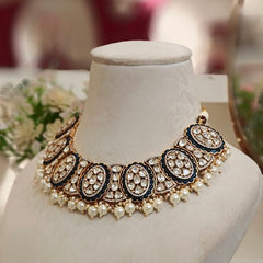 Aradhya Blue Polki Necklace Set