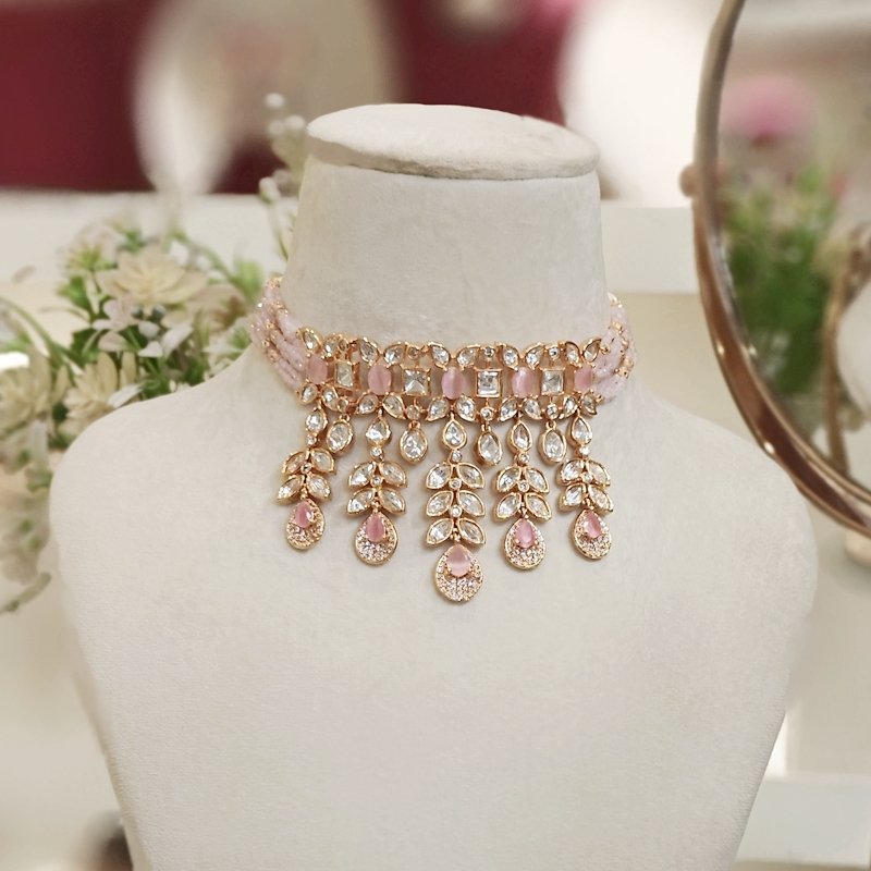 Harini Pink Polki Choker Set