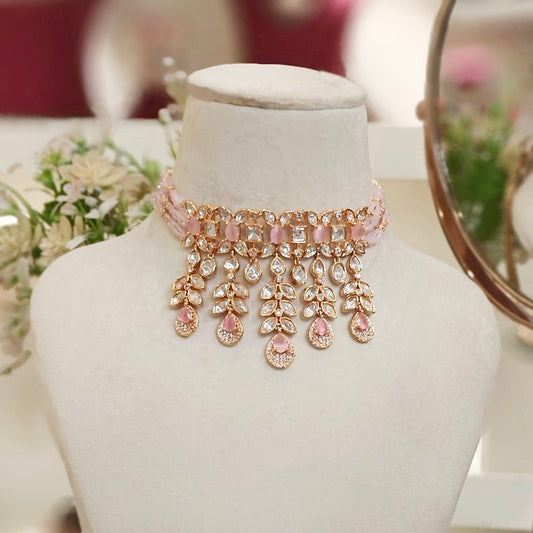Harini Pink Polki Choker Set