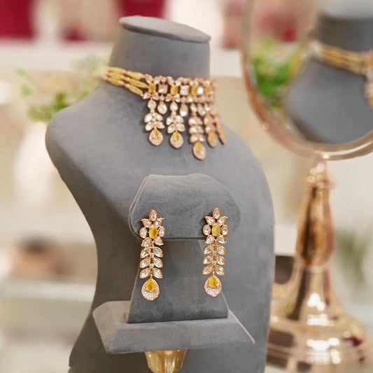 Harini yellow Polki Choker set