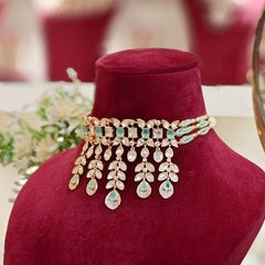 Harini Mint green Polki Choker Set