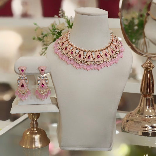 Fatima Pink Polki Set