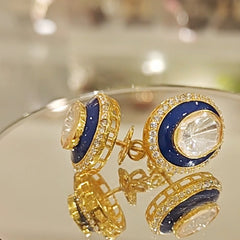 Arushi Moissanite Silver Studs (Blue, Golden)