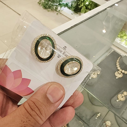 Arushi Moissanite Silver Studs green