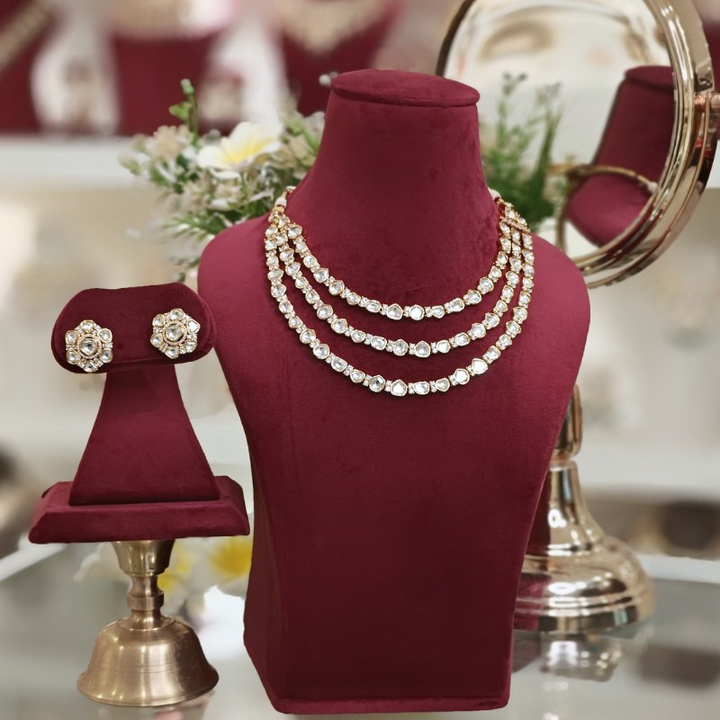 Zaibaa Polki Three Line Set