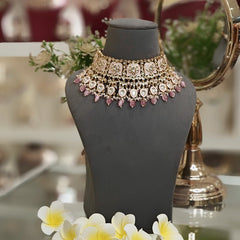 Poornima pink enamaled choker set