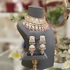 Poornima pink enamaled choker set