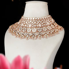 Pratiksha Polki Neckline Set (Pink)