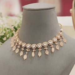 Azeen peach green Polki Set