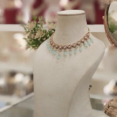 Azeen sea green Polki Set