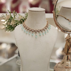 Azeen sea green Polki Set