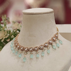 Azeen sea green Polki Set