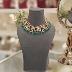 Sneha Green Polki Neckline Set