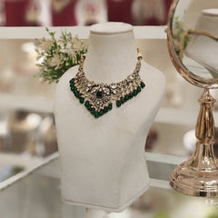 Leena Moissanite Green neckline set