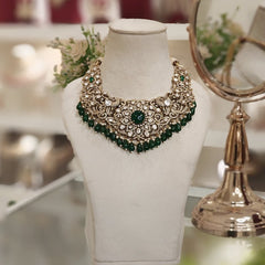 Aradhyaa Moissanite Green neckline set