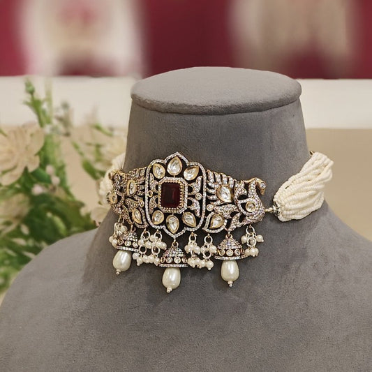 Chitra Ruby Red choker set