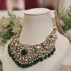 Aradhyaa Moissanite Green neckline set