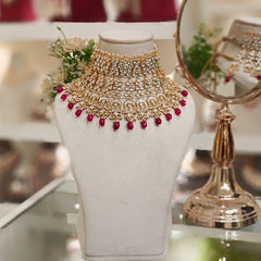 Banmala bridal kundan set (Ruby)